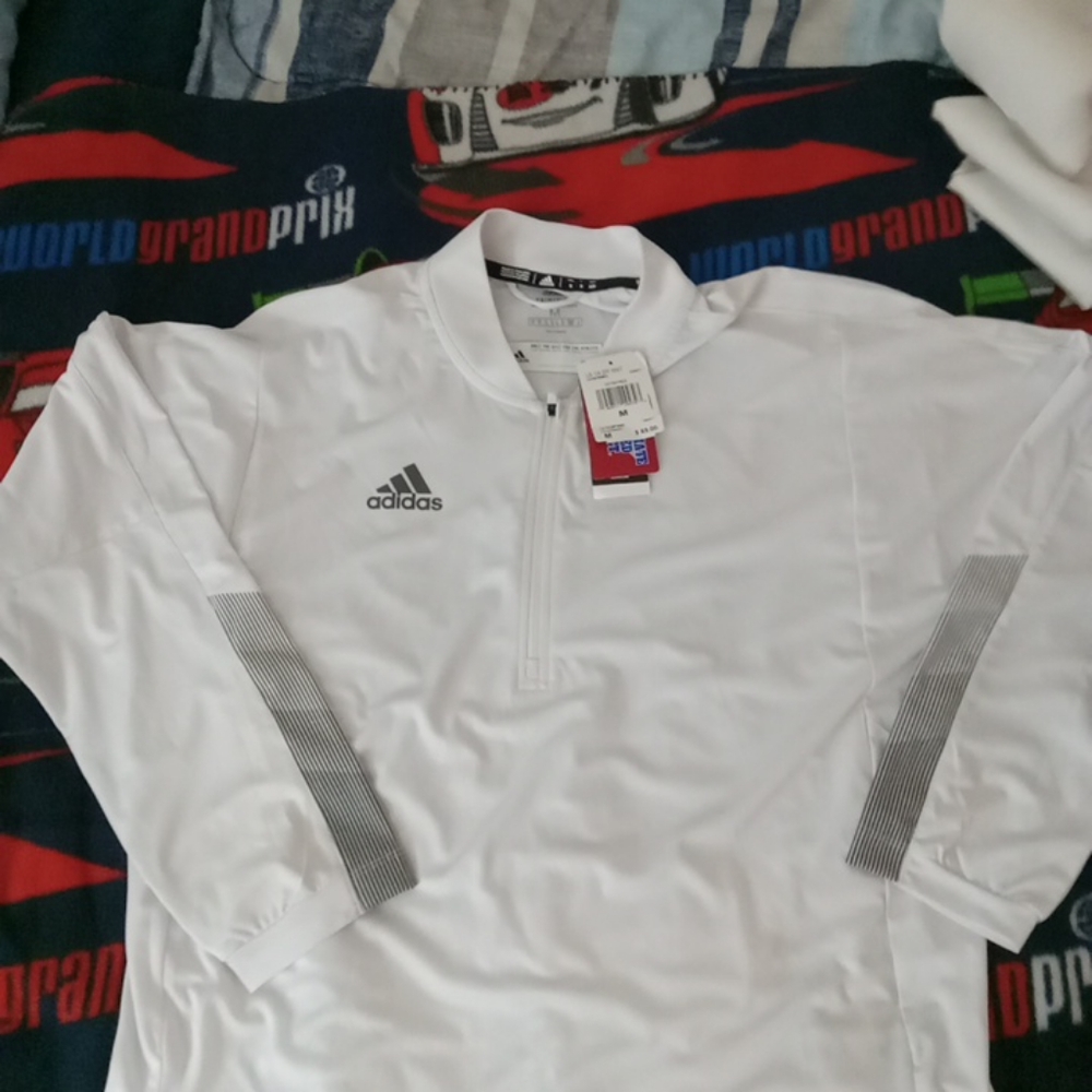 Adidas Men`s Prime Blue 1/4 Zip Knit Long Sleeve Sweatshirt